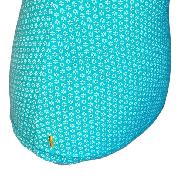 Lucy Floral Turquoise Blue Built In Bra Workout Top Size S - Picture 4 of 6